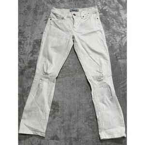 Express Cropped Legging Mid Rise White Stretch Jeans Women Size 4 Casual Flaws